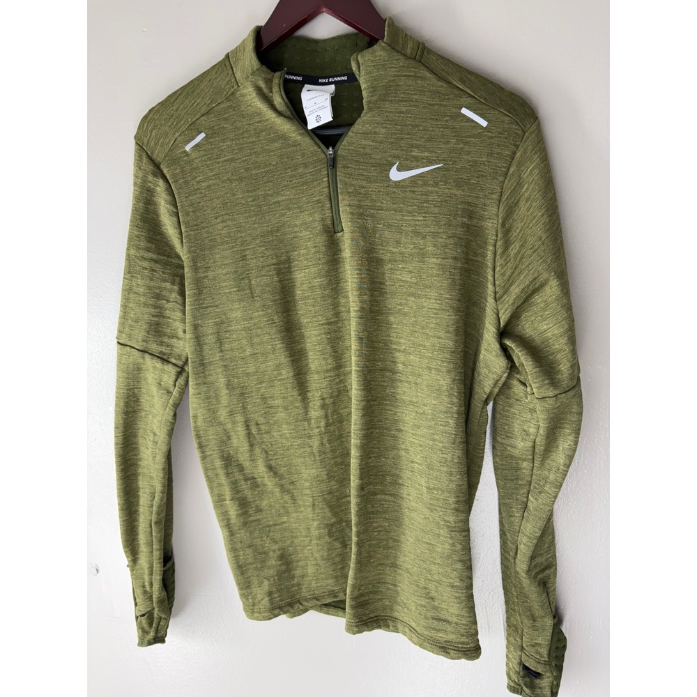 Nike Running Therma-FIT 1/2 Zip Top Mens Medium Olive Green Pullover DD6038-326